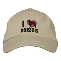 I Love Borzois Embroidered Hat embroidered hats by MenagerieMayhem I Love Borzois Embroidered Hat embroidered hats