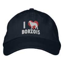 I Love Borzois Embroidered Hat (Dark) embroidered hats by MenagerieMayhem I Love Borzois Embroidered Hat (Dark) embroidered hats