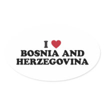 I Love Bosnia and Herzegovina Oval Stickers