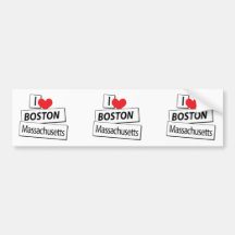 I Love Boston Massachusetts Bumper Sticker