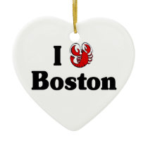 I Love Boston ormanent ornaments