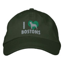 I Love Bostons Embroidered Hat (Green) embroidered hats by MenagerieMayhem I Love Bostons Embroidered Hat (Green) embroidered hats