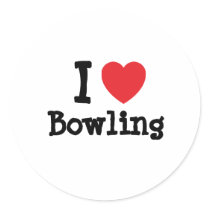 I love Bowling heart custom personalized stickers