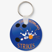 I LOVE BOWLING STRIKES keychains