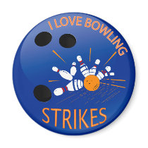 I LOVE BOWLING STRIKES FRIDGE MAGNETS