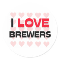I LOVE BREWERS stickers