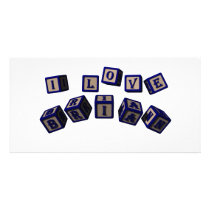 I love Brian toy blocks in blue photo cards