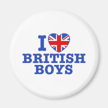 I Love British Boys Refrigerator Magnets