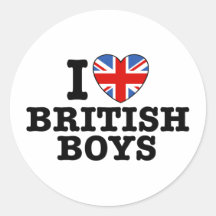 I Love British Boys Round Sticker