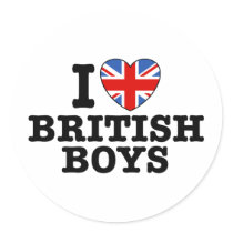 I Love British Boys Round Sticker