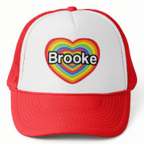 I love Brooke: rainbow heart Mesh Hats
