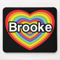 I love Brooke: rainbow heart Mousepad