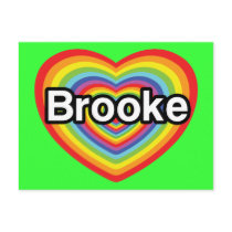 I love Brooke: rainbow heart Postcards