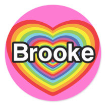 I love Brooke: rainbow heart Stickers