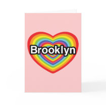 I love Brooklyn: rainbow heart Cards