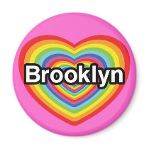 I love Brooklyn: rainbow heart Fridge Magnets