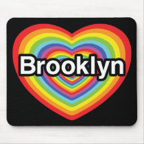 I love Brooklyn: rainbow heart Mouse Pads