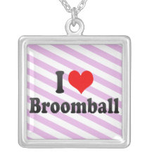 I love Broomball Custom Necklace