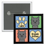 I Love Brussels Griffons Pinback Buttons