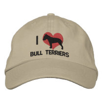 I Love Bull Terriers Embroidered Hat