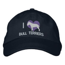 I Love Bull Terriers Embroidered Hat (Blue)