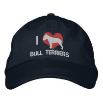 I Love Bull Terriers Embroidered Hat (Dark)