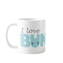 I Love Bunnies (blue) Frosted Mug by LisaMarieDesign I Love Bunnies (blue) Frosted Mug