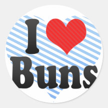 I Love Buns Round Stickers