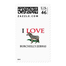 I Love Burchell's Zebras Postage Stamps