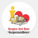 I Love Burgers and Beer Burgers Stickers