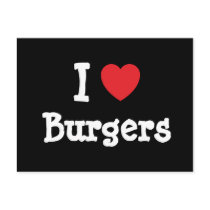 I love Burgers heart T-Shirt postcards by funnycustomtshirts I love Burgers heart T-Shirt postcards