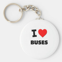 I Love Buses Keychain