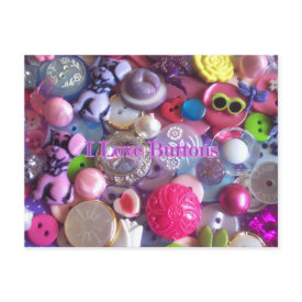 I Love buttons postcard