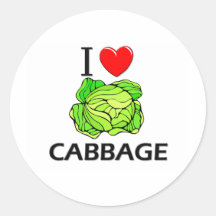 I Love Cabbage Round Sticker