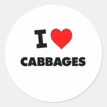 I love Cabbages Round Sticker