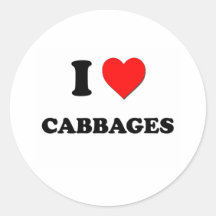 I love Cabbages Round Stickers