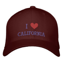 "I LOVE CALIFORNIA"  -- EMBROIDERED -- relaxed embroidered hats