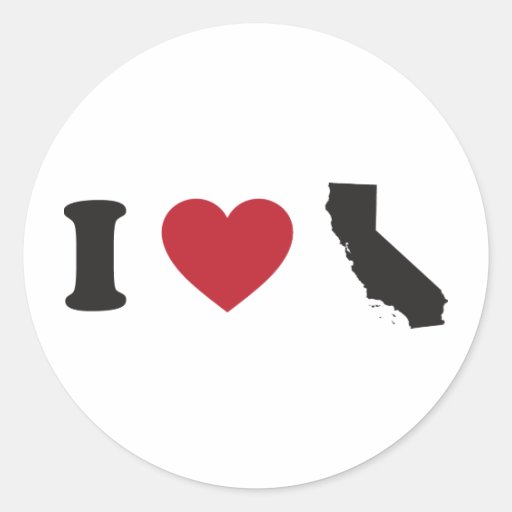 I Love California Round Stickers