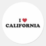 I Love California Round Stickers