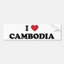I Love Cambodia Bumper Sticker