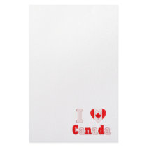 I Love Canada Maple Leaf Heart Customized Stationery
