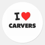 I Love Carvers Round Sticker