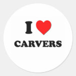 I Love Carvers Round Stickers