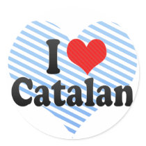 I Love Catalan Round Stickers
