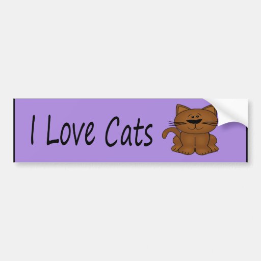 I Love Cats Cartoon Cat Bumper Sticker Zazzle