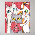 I Love Cats Heart Print