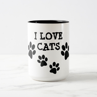 I Love Cats Pawprints Design Coffee Mug