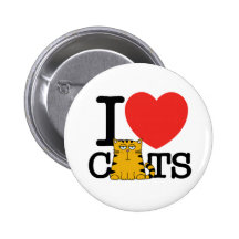I Love Cats Pinback Buttons