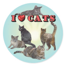 I love Cats Round Stickers