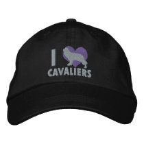 I Love Cavaliers Embroidered Hat (Monochrome) embroidered hats